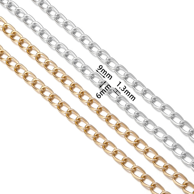 5 yards/Roll 9x6mm Gold Color Aluminum Chains Twisted Curb Chains for  Necklaces Bracelets Jewelry Making